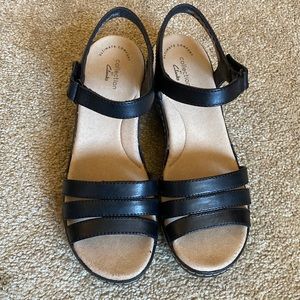 Delana Brenna Black Leather Sandals Size 7.5 M Women’s